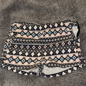 Patterned Black and Blue Women Shorts